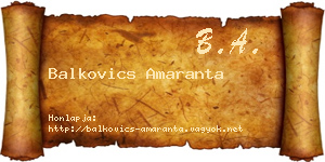 Balkovics Amaranta névjegykártya